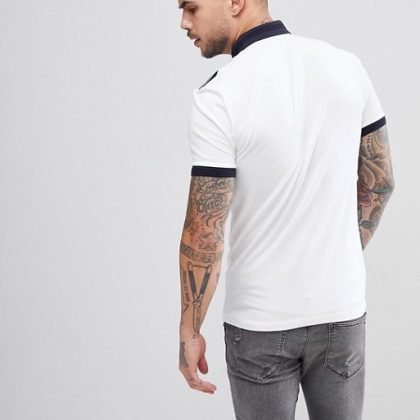 Best Quality Muscles Fit Polo With Shoulder Stripe In White QA-2296