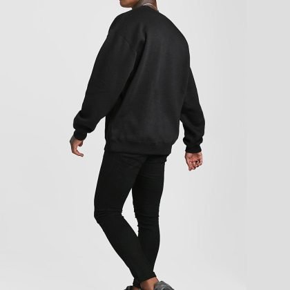 Black Basic Oversized Crew Neck Sweatshirt QA-2417