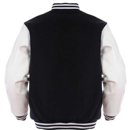 Black & White Wool & Leather College Letterman Jacket QA-2636