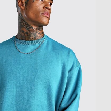 Blue Oversized Original Men print Sweatshirt QA-2420