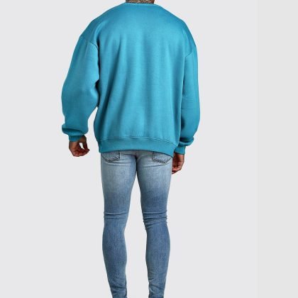 Blue Oversized Original Men print Sweatshirt QA-2420