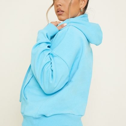 Bright Blue Oversized Drop Shoulder Hoodie Tracksuit QA-2252