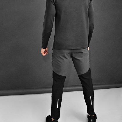 Charcoal Men Active Tech Paneled Joggers Pants QA-2441