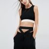 Classical Quality Knitted Crop Top In Black Color QA-2540