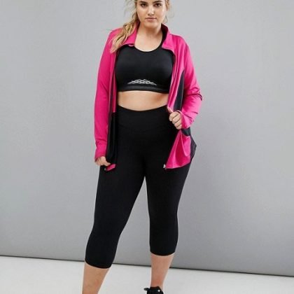 Curvy Capri Sports Women Tights Legging In Black QA-2517