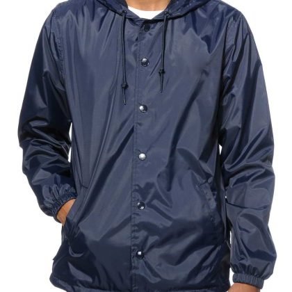 Custom Buttoned Windbreaker Hooded Coach Jacket QA-2669