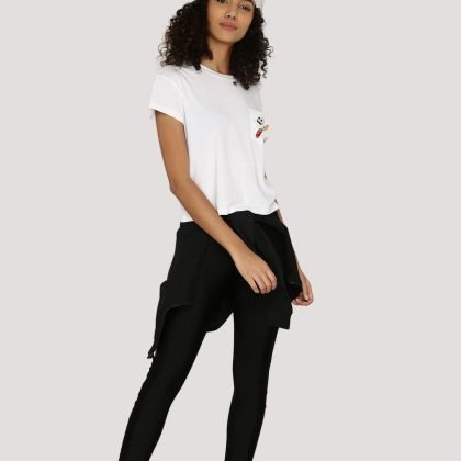 Custom Cropped Tee With Perspex Badges QA-2572