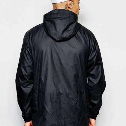 Custom Curved Hem Hooded Zipper Jacket In Black QA-2650