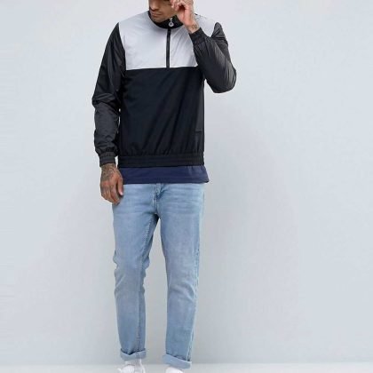 Custom Made Black Overhead Zipper Jacket QA-2652