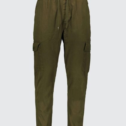 Custom Men Drawstring Streetwear Khaki Twill Cargo Trouser