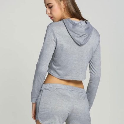 Custom Printed Hooded Crop Top With Short QA-2549