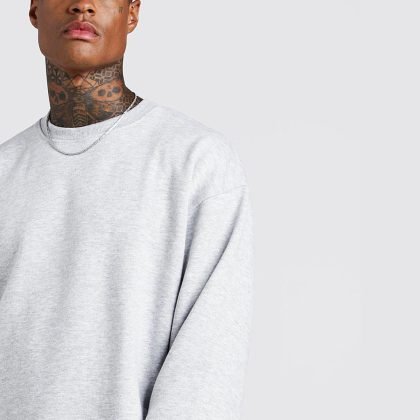 Grey Marl Basic Crew Neck Fleece Sweatshirt QA-2424