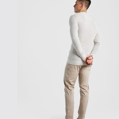 Customized Men Premium Sweat pant Beige Skinny Fit Trouser