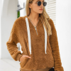 Customized Lose Fit Fuzzy Drop Shoulder Half Zipper Hoodie QA-2229