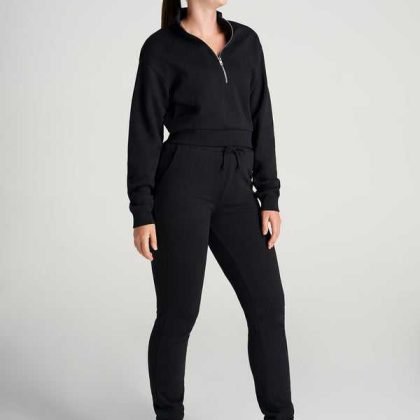 Fleece Cropped Customized Half Zip Sweatshirt Tracksuit QA-2257