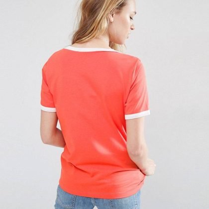 Girls V Neck Style Red and White T Shirt QA-2582