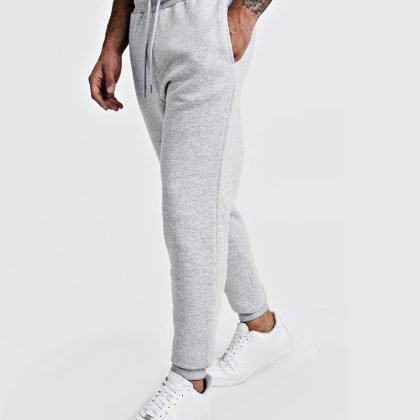 Grey Marl Basic Skinny Fit Fleece Jogger Pant For Men
