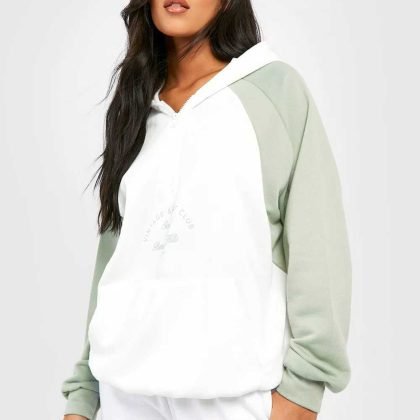 Half Zipper Contrast Raglan Customized Oversized Hoodie Tracksuit QA-2278