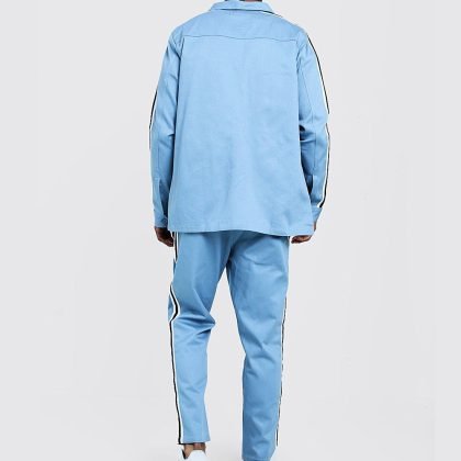 High Quality Custom Dusty Blue Jogger Pant With Side Tape QA-2447