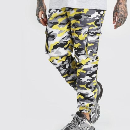 High Quality Custom Logo Yellow Camo Cargo Trouser For Men QA-2454