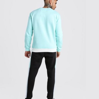 High Quality Custom Made Crewneck Color Block Men Sweatshirt QA-2432