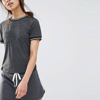 High Quality Custom Petite Varsity Pocket T Shirt QA-2595