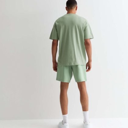 High Quality Light Green Relaxed Fit Drawstring Fleece Shorts QA-2460