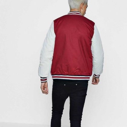 High Quality Men Varsity Bomber With Contrast Sleeve QA-2645