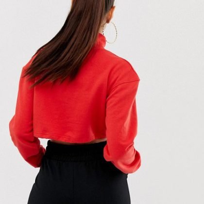 High Quality Neck Drawstring Cropped Sweatshirt QA-2553