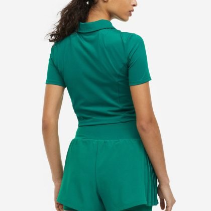 High Quality Wholesale Custom Made Regular Fit Teal Cropped Tennis Shirt QA-2389