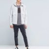 Jacket With Hood Showerproof In Slim Fit Grey QA-2657