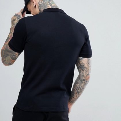 Latest Style White Panel Polo Shirt In Black QA-22104