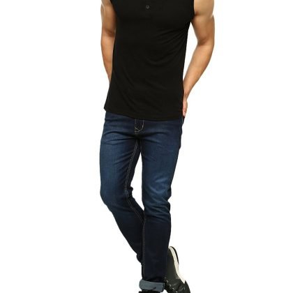 Men Black Sleeveless T Shirt With Your Personal Brands QA-2326