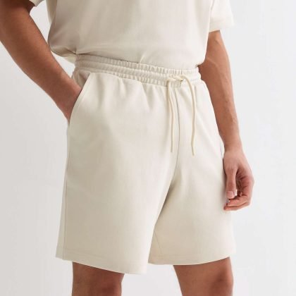 Men Cream Relaxed fit Premium Fleece Drawstring Shorts QA-2463