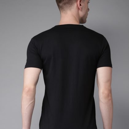 New Coming High Quality Black Solid V Neck T Shirt QA-2330