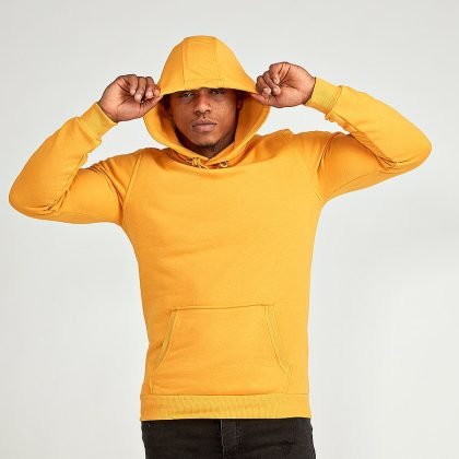 New Custom Made Muscles Gym Fit Hoodie In Yellow Color QA-2249