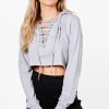 New Fashion Custom Women Cropped Lace Up Lounge Crop Top QA-2565