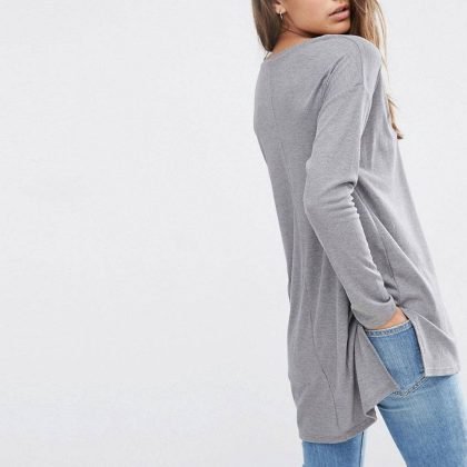 New Top With V Neck In Slouchy Rib QA-2590