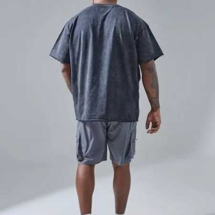 Plus Size Men Active Wear Acid Wash T Shirt QA- 2338