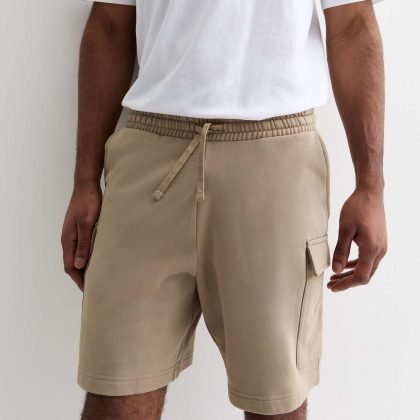 Stone Relaxed Fit Jersey Cargo Shorts QA-2475