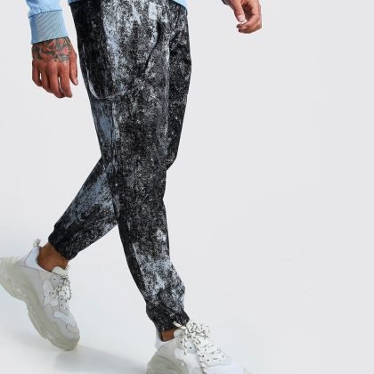 Wholesale Custom Logo Black Paint Print Trouser With Straps QA-2436