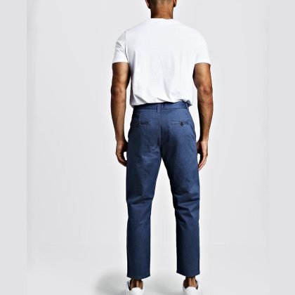 Wholesale Custom Logo Blue Slim Fit Rigid Trouser QA-2448