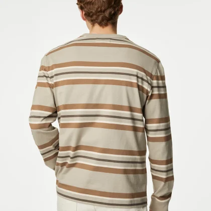 Custom Print Crewneck Striped Long Sleeve Shirt QA-2370