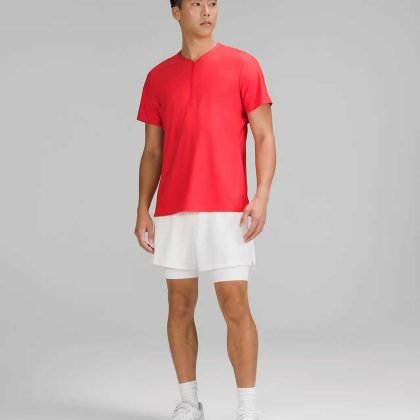 Wholesale Custom Print Regular Fit Half Zip V Neck Tennis Short Sleeve Shirt QA-2368