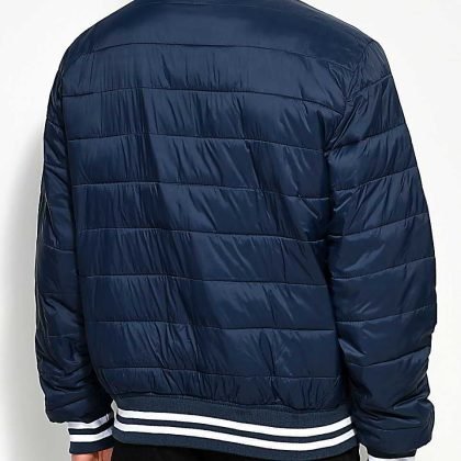 Wholesale Custom Puffer Navy Varsity Bomber Jacket QA-2633