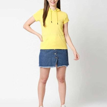 Wholesale Short Sleeve Women Hoodie QA-2243