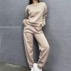 Women Custom Logo Drop Shoulder Sweatshirt Tracksuit QA-2264