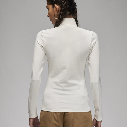 Women Long Sleeve Wholesale Custom White Mock Neck Top QA-2385