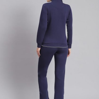 Women Purple Solid Stand Collar Zipper Tracksuit QA-2277